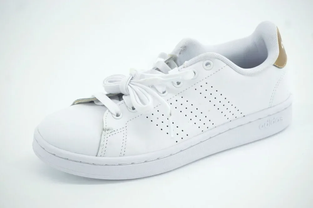 Adidas Women Avantage White Leather Lace-Up Sneaker Size 6.5 striped